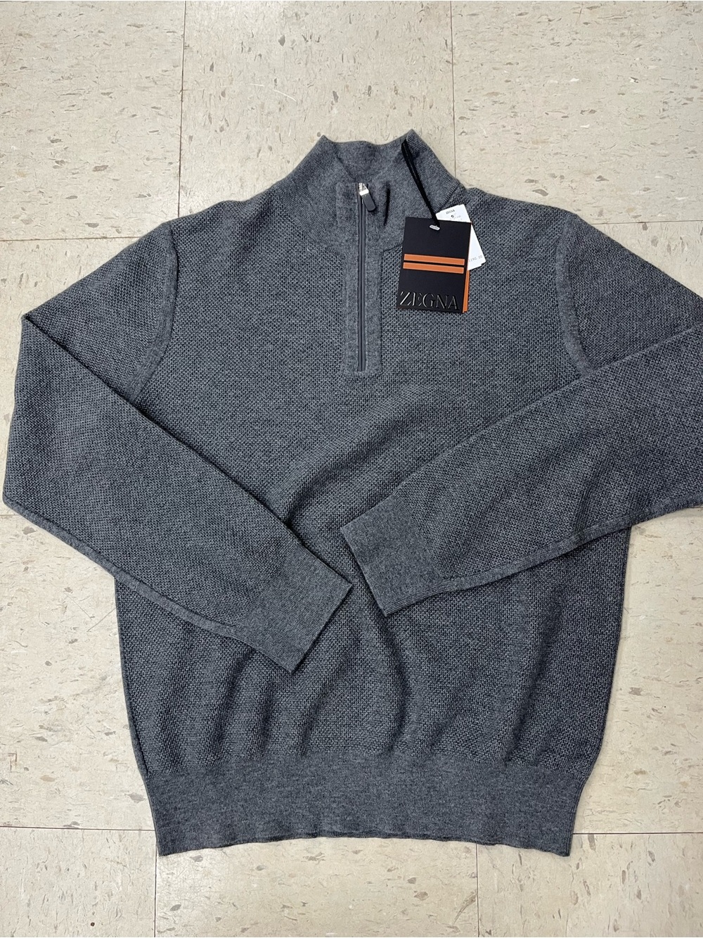 Ermenegildo Zegna Men's charcoal gray half-zip sweater
